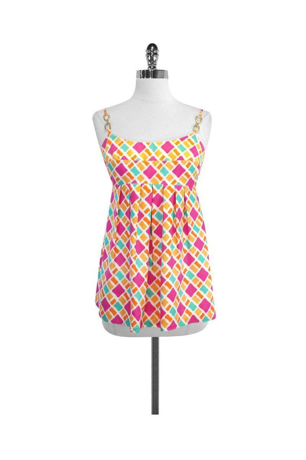 Current Boutique-Shoshanna - Multicolor Print Silk Spaghetti Strap Top Sz 4