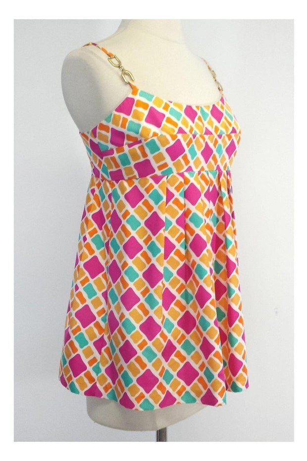 Current Boutique-Shoshanna - Multicolor Print Silk Spaghetti Strap Top Sz 4