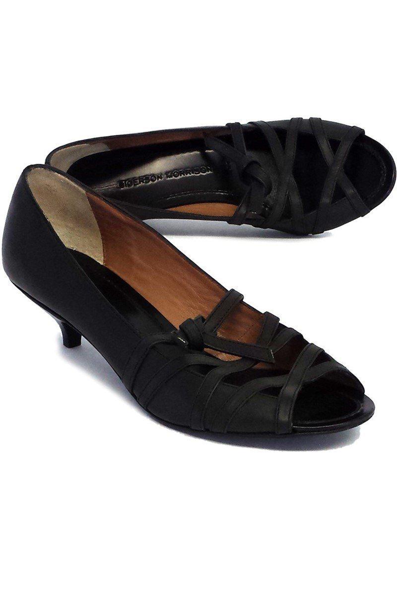 Sigerson Morrison - Black Leather Strappy Kitten Heels Sz 6.5 display picture 1