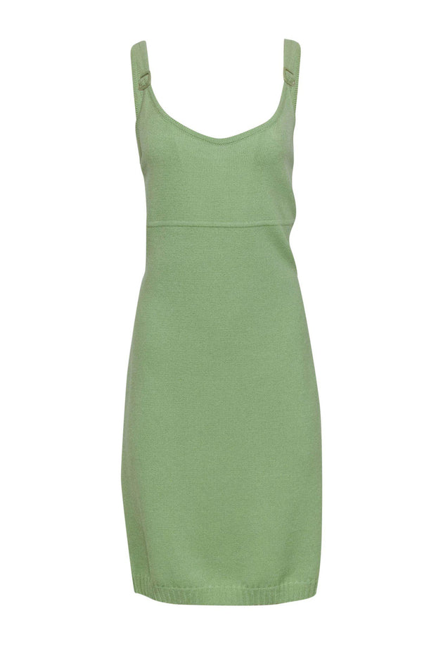 St. John - Sage Green Knit Tank Dress w/ Buckle Straps Sz M St. John - Sage Green Knit Tank Dress w/ Buckle Straps Sz M