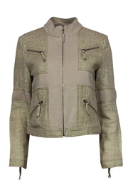 Current Boutique-St. John Sport - Vintage Khaki Patchwork Zip-Up Jacket Sz S