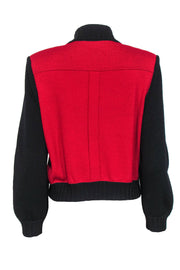 Current Boutique-St. John - Red & Black Colorblocked Knit Zip-Up Jacket Sz P