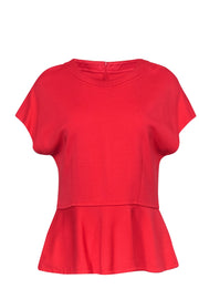 Current Boutique-St. John - Coral Cap Sleeve Wool Blend Peplum Top Sz 12