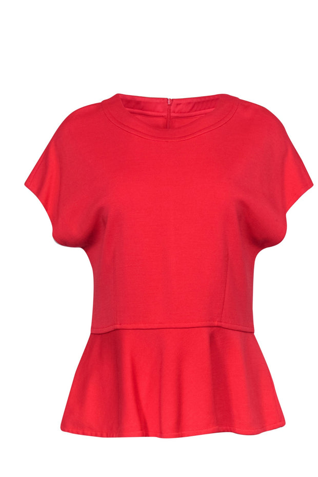 Current Boutique-St. John - Coral Cap Sleeve Wool Blend Peplum Top Sz 12