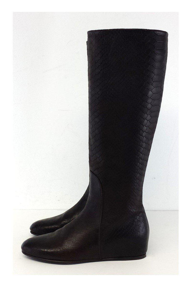 Current Boutique-Stuart Weitzman - Cognac Python Embossed Boots Sz 5.5