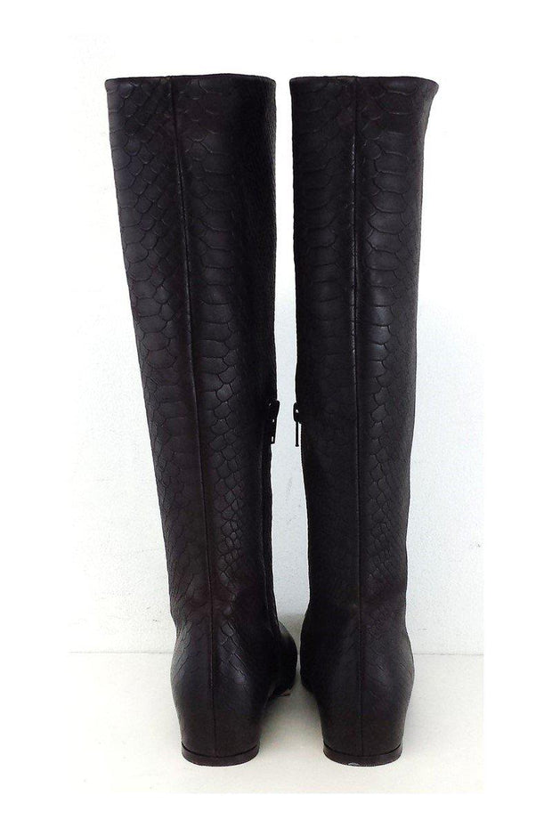 Current Boutique-Stuart Weitzman - Cognac Python Embossed Boots Sz 5.5