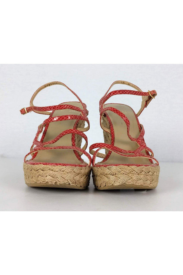 Current Boutique-Stuart Weitzman - Red Snakeskin Strappy Wedges Sz 10