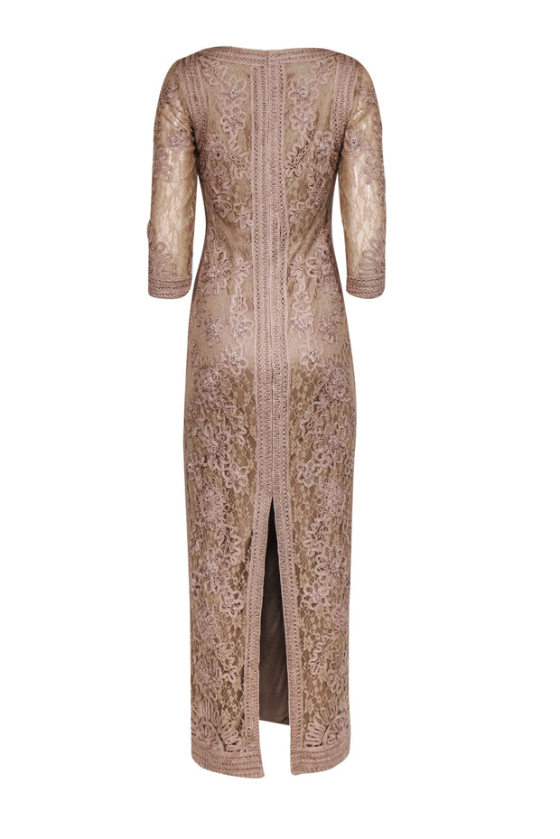 Sue Wong - Taupe Embroidered Lace Gown Sz 4 Sue Wong - Taupe Embroidered Lace Gown Sz 4