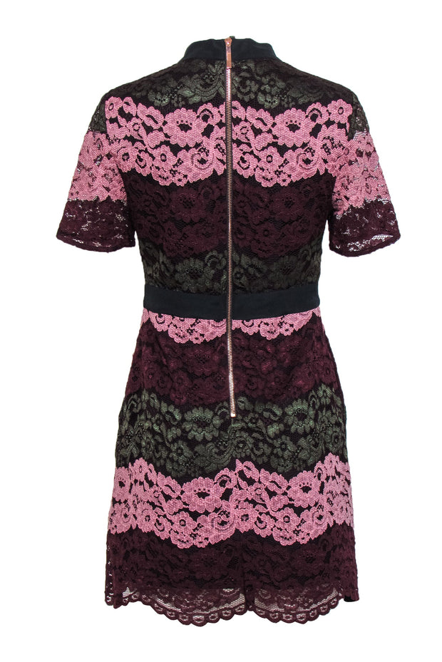 ted baker pink and black dress Ted Baker Pink Embla Cascading Floral Skater Dress Size 1/US 0-2 Cap Sleeve