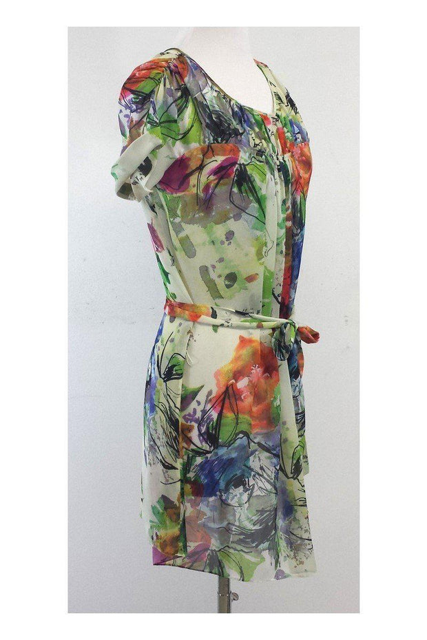 Current Boutique-Ted Baker - Multicolor Watercolor Floral Silk Dress Sz 4