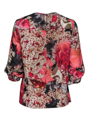 Current Boutique-Ted Baker - Pink & Grey Floral Print Blouse Sz S