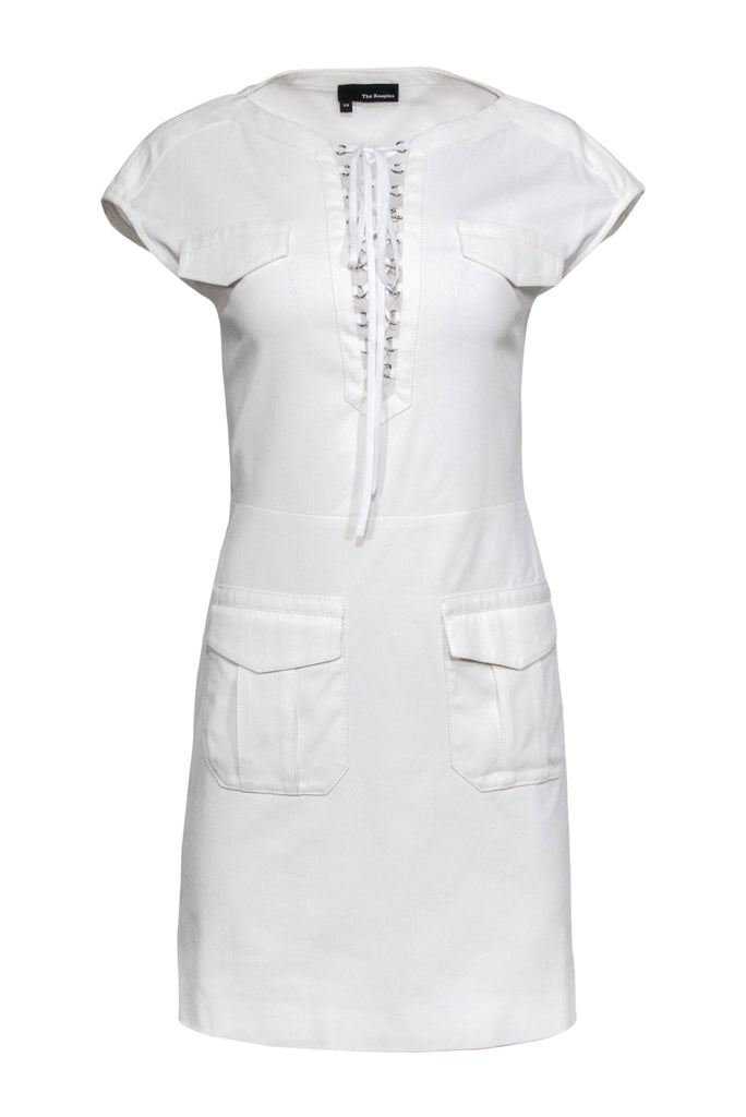white lace up bodycon dress Lace Bodycon Dress in White