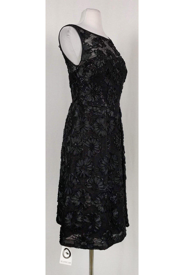 Theia - Black Embroidered Sequin Dress Sz 10 Theia - Black Embroidered Sequin Dress Sz 10