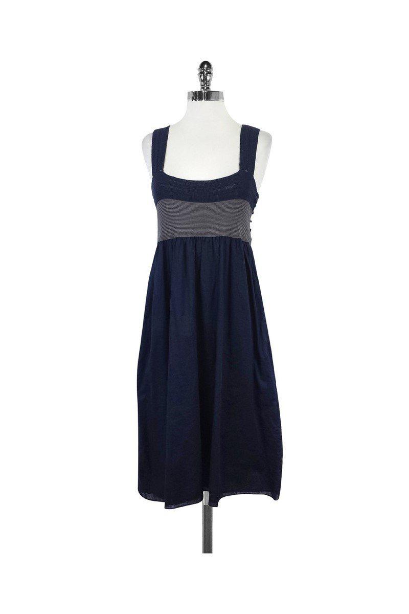 Theory - Navy Blue Crochet Strap Cotton Dress Sz L Theory - Navy Blue Crochet Strap Cotton Dress Sz L