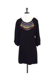 Current Boutique-Tibi - Black Silk Beaded Neckline Dress Sz 4