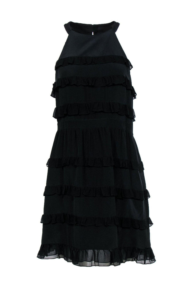 Current Boutique-Tibi - Black Silk Ruffle Tiered Sleeveless Dress Sz 8