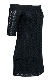 Current Boutique-Tibi - Black Floral Eyelet Strapless Shift Dress w/ Sleeve Sz M
