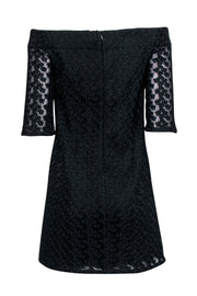 Current Boutique-Tibi - Black Floral Eyelet Strapless Shift Dress w/ Sleeve Sz M
