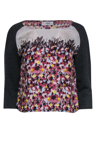 Current Boutique-Tibi - Gray & Multicolored Abstract Print Blouse Sz XS