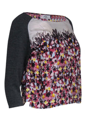 Current Boutique-Tibi - Gray & Multicolored Abstract Print Blouse Sz XS