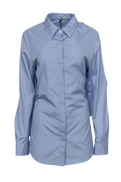 Current Boutique-Tome - Light Blue Button-Up Long Sleeve Blouse w/ Tied Open Back Sz 10