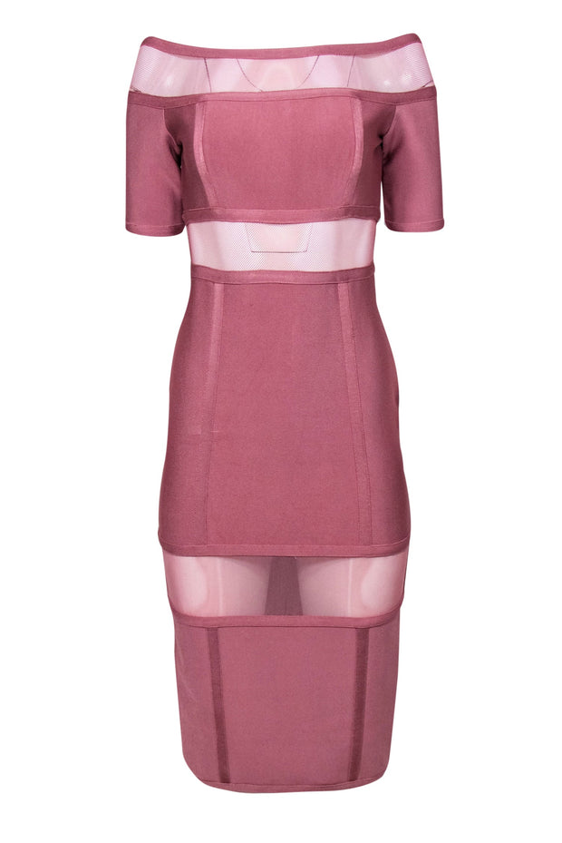 Topshop - Blush Pink Bandage Bodycon Midi Dress w/ Mesh Sz 6 Topshop - Blush Pink Bandage Bodycon Midi Dress w/ Mesh Sz 6