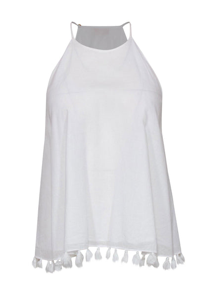Current Boutique-Tory Burch - White Tank w/ Tassel Hem Sz 6