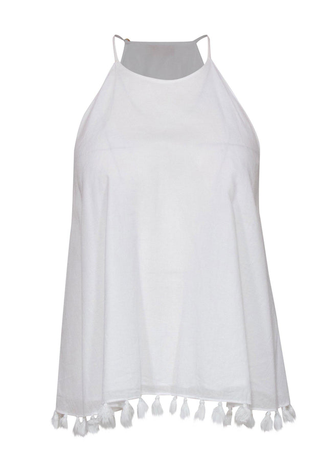 Current Boutique-Tory Burch - White Tank w/ Tassel Hem Sz 6