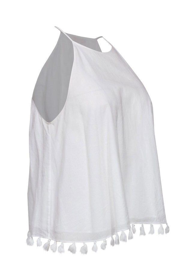 Current Boutique-Tory Burch - White Tank w/ Tassel Hem Sz 6