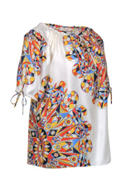 Current Boutique-Tory Burch – Multicolored Geometric Pattern Silk Blouse Sz 8