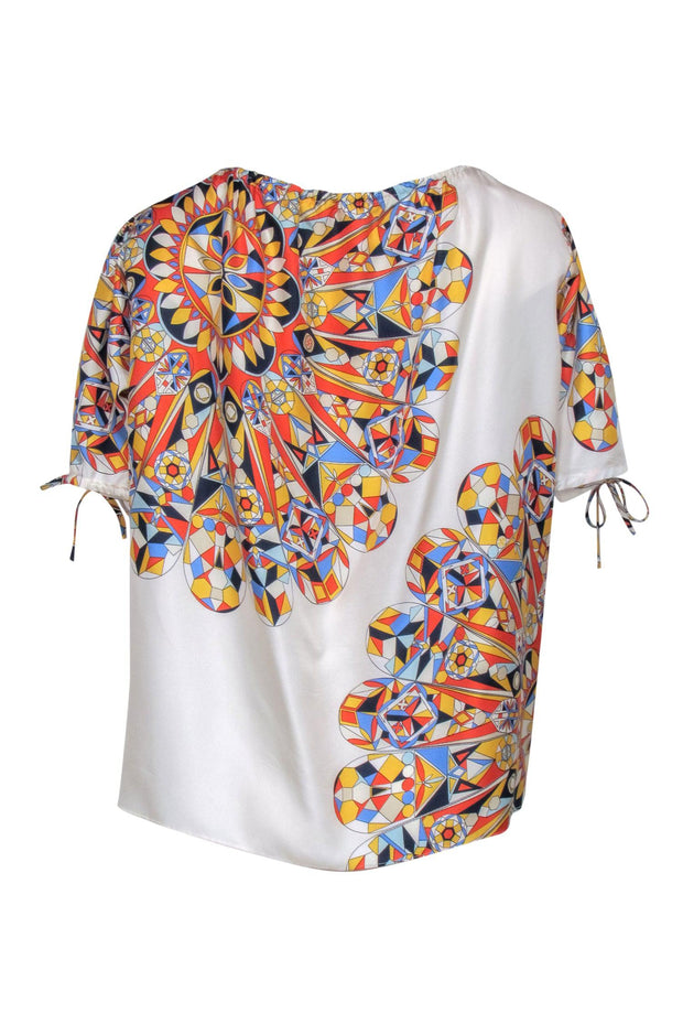 Current Boutique-Tory Burch – Multicolored Geometric Pattern Silk Blouse Sz 8