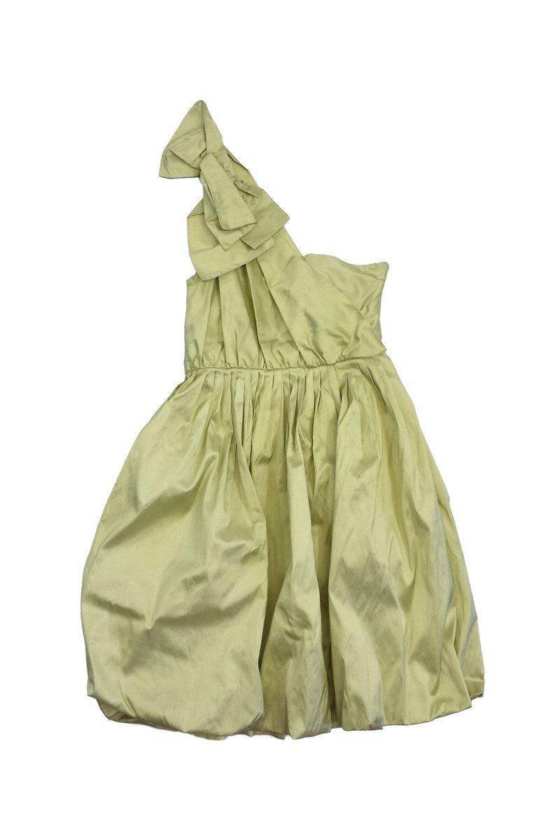Tracy Reese - Chartreuse Raw Silk One Shoulder Dress Sz 4