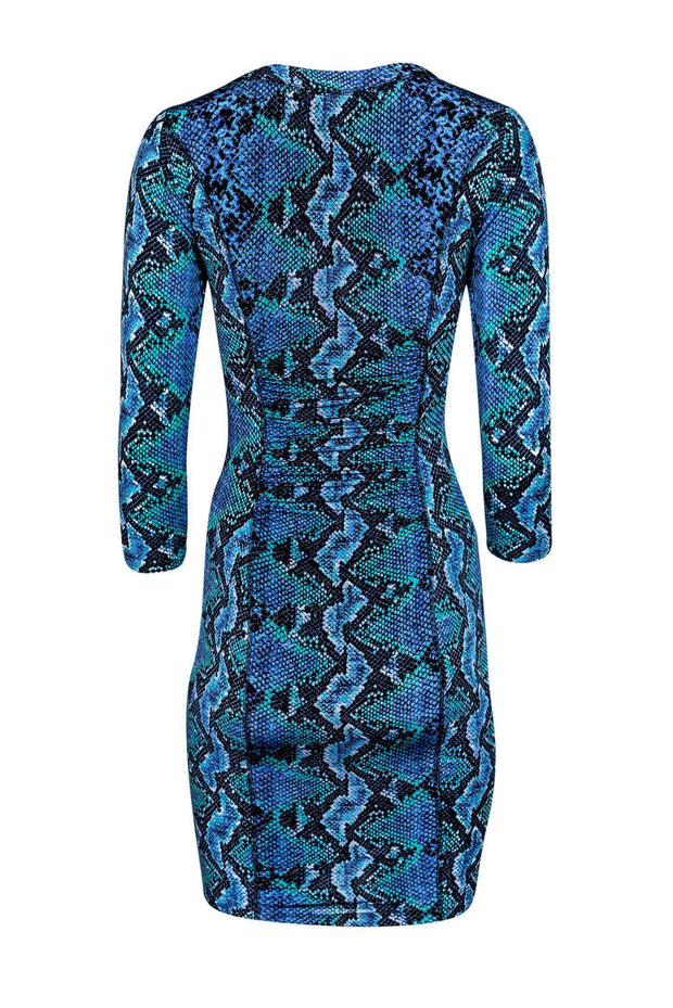 blue snake print dress Blue Snakeskin Neon Cut Out Maxi Dress