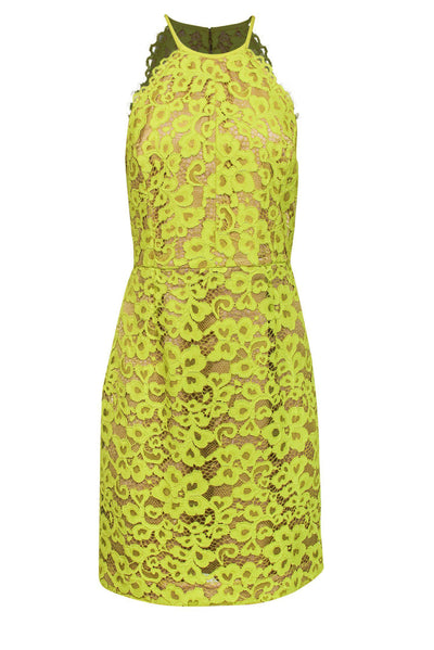 Trina Turk - Neon Yellow Lace Fit & Flare Dress Sz 10 Trina Turk - Neon Yellow Lace Fit & Flare Dress Sz 10