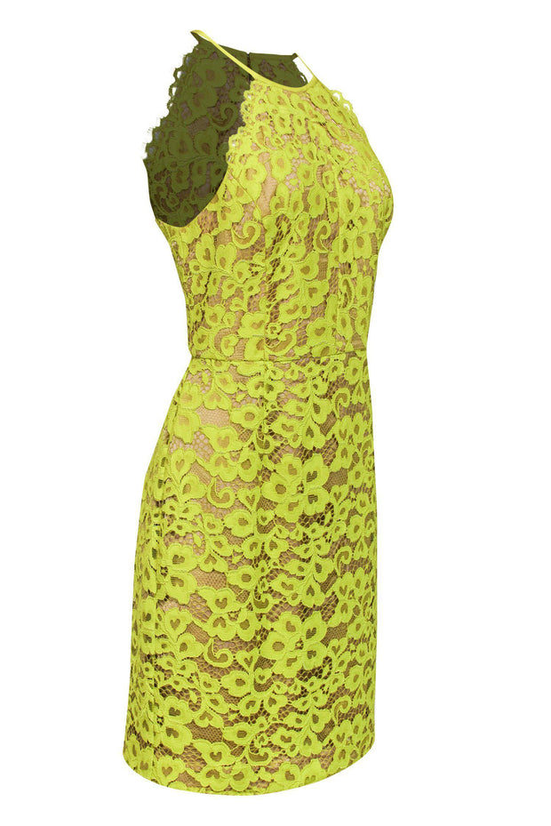 Trina Turk - Neon Yellow Lace Fit & Flare Dress Sz 10 Trina Turk - Neon Yellow Lace Fit & Flare Dress Sz 10