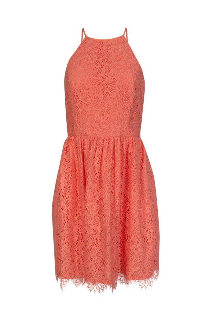 Trina Turk - Coral Cotton Blend Lace Dress Sz 6 | Current Boutique Trina Turk - Coral Cotton Blend Lace Dress Sz 6 | Current Boutique