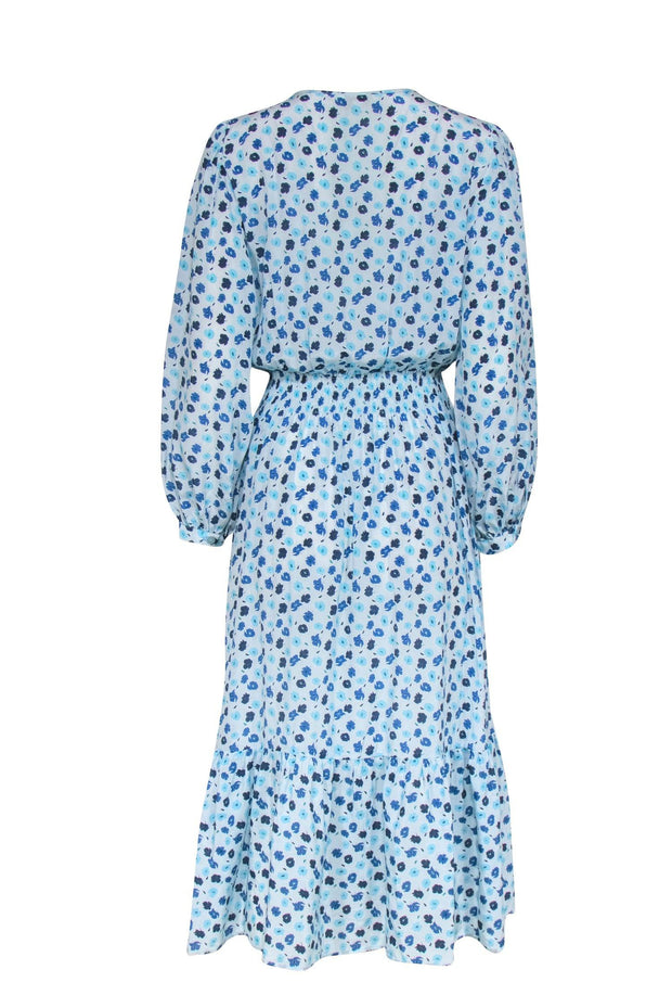 Current Boutique-Tucker - Blue Poppy Floral Print " Juliette" Dress Sz L
