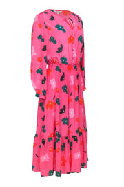 Current Boutique-Tucker - Pink, Red & Green Floral Print Smocked Waist Maxi Dress Sz L