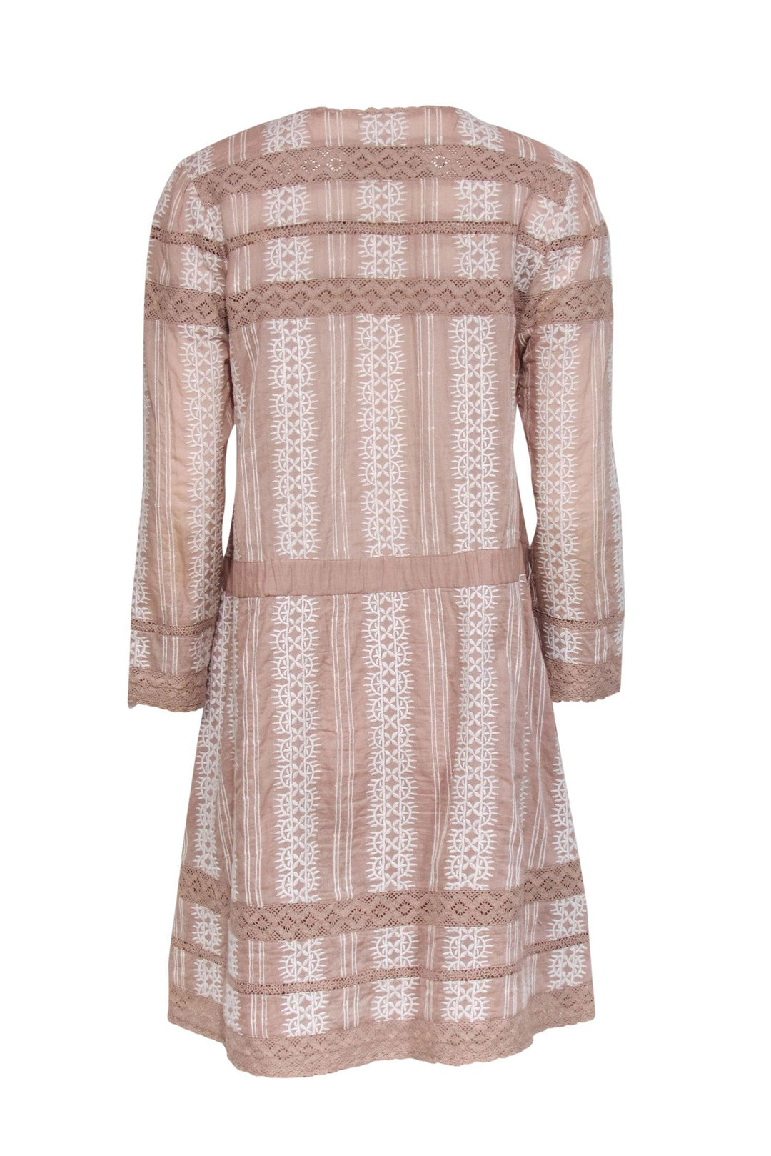 Tularosa - Taupe Cotton Embroidered Shift Dress Sz L