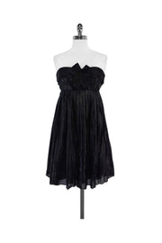 Current Boutique-Vera Wang Lavender Label - Black Metallic Strapless Dress Sz 4