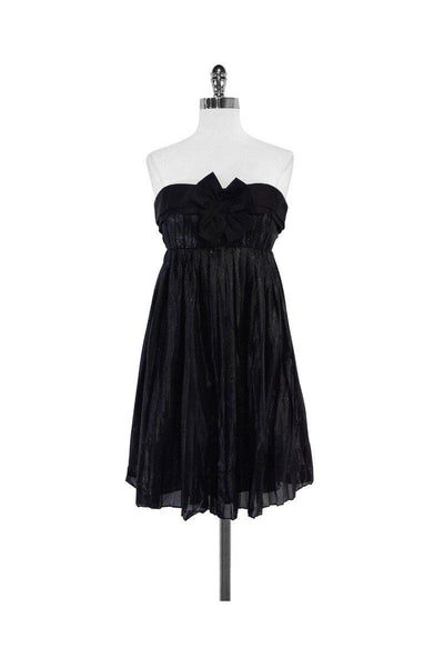 Current Boutique-Vera Wang Lavender Label - Black Metallic Strapless Dress Sz 4