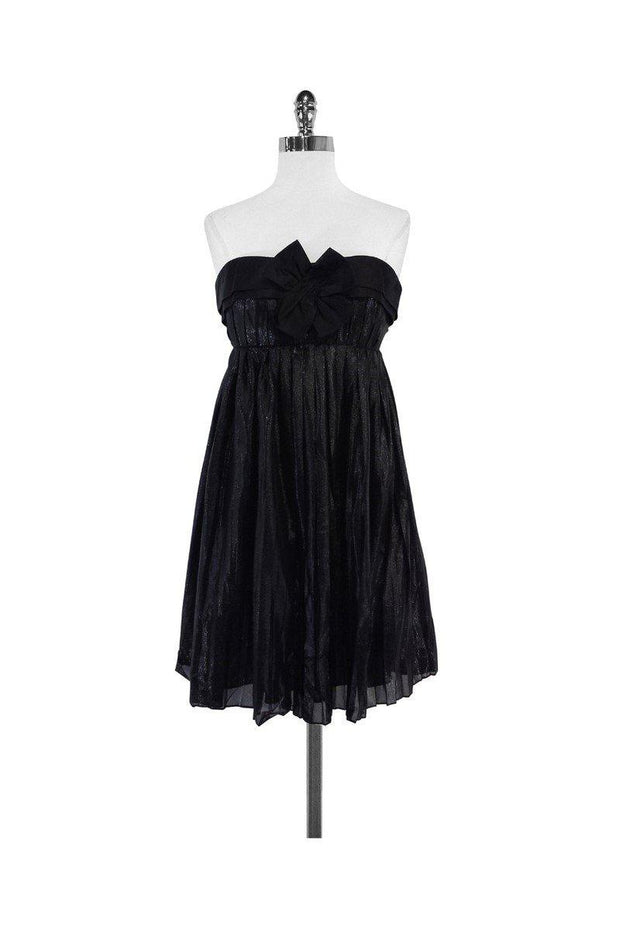 vera wang black strapless dress VERA WANG Size 6 Black Polyester See Through Strapless Dress