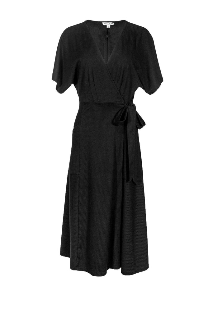 Whistles - Black Knit Midi Wrap Dress Sz 2 Whistles - Black Knit Midi Wrap Dress Sz 2