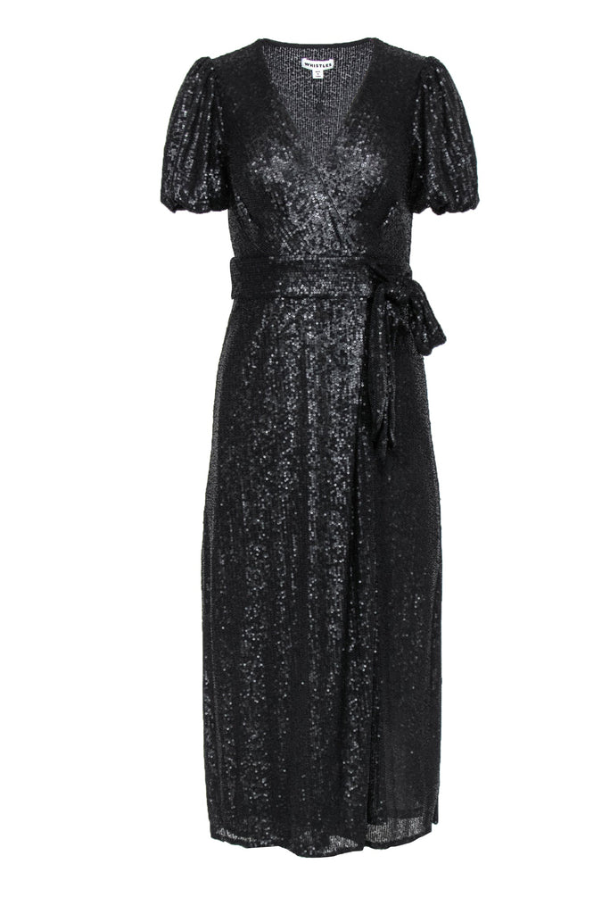 blue dress for baby girl Black Jersey Sparkle Wrap Dress