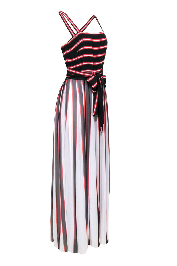 W by Worth - Red, Black & White Pleated Maxi Dress Sz 2 W by Worth - Red, Black & White Pleated Maxi Dress Sz 2