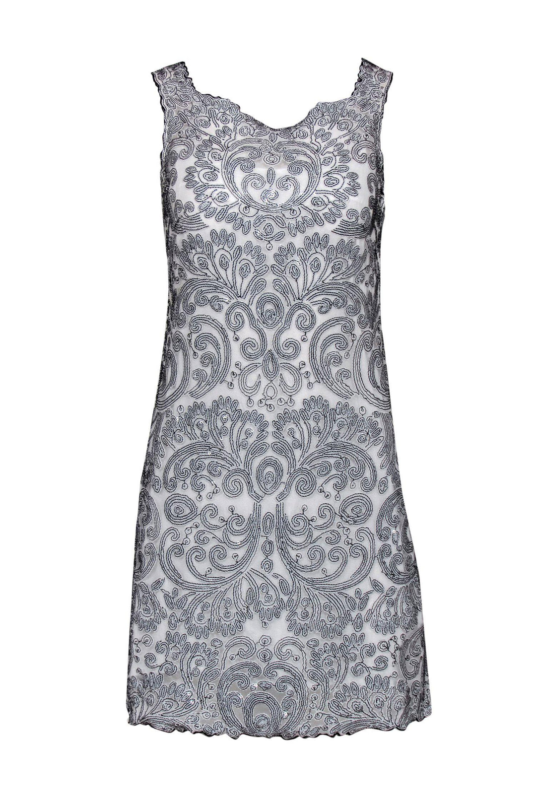 Yoana Baraschi - Black & White Scrolled Sequined Cocktail Dress Sz XS Yoana Baraschi - Black & White Scrolled Sequined Cocktail Dress Sz XS