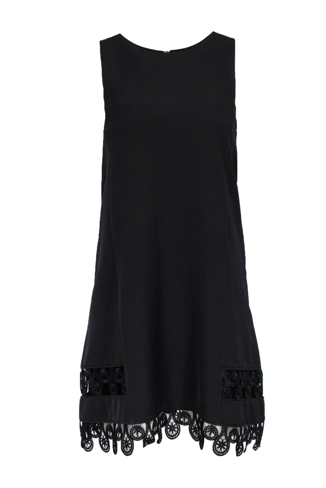 Yoana Baraschi - Black Sleeveless Midi Dress w/ Lace Trim Hem Sz XS Yoana Baraschi - Black Sleeveless Midi Dress w/ Lace Trim Hem Sz XS